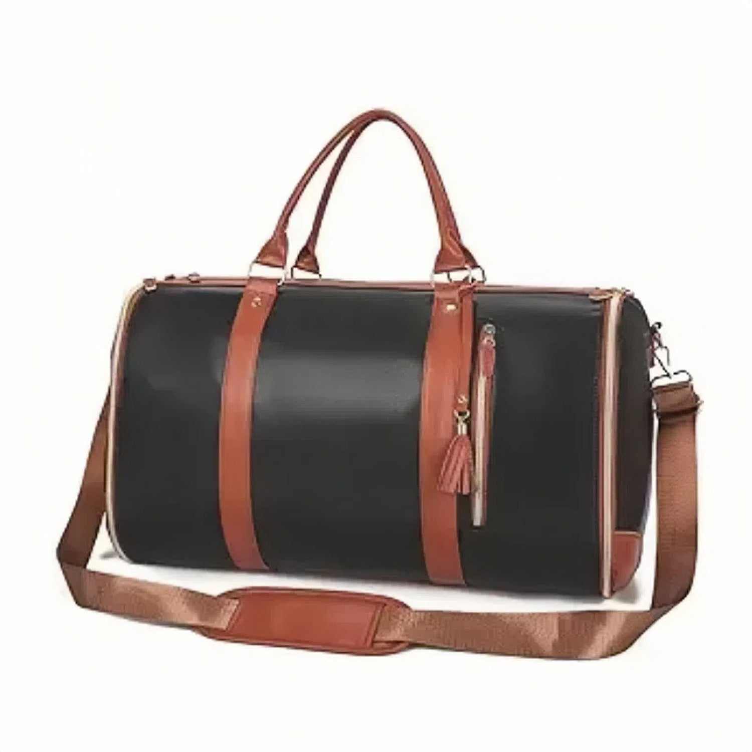 Bolso de mano, equipaje de cabina para guardar trajes y vestidos, de gran capacidad y con las medidas aceptadas por las aerolineas para llevar en el avion sin pagar por facturar maleta . 
